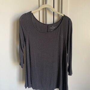 American Eagle Outfitters Gray Ribbed Long Sleeve Blouse
